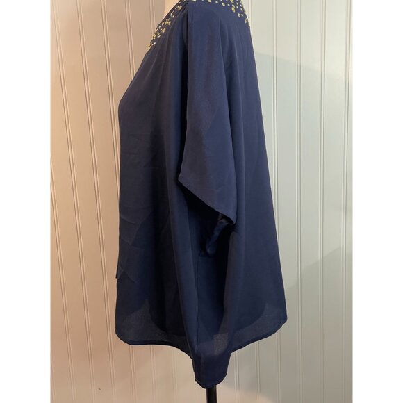 Lilly Pulitzer Navy Embellished Neckline Blouse S 100% Polyester - Picture 6 of 13